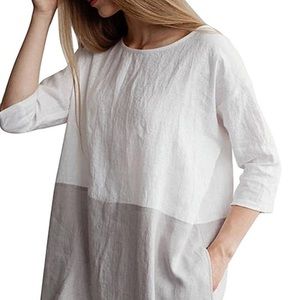 White/Grey block dress size XL, short sleeve w/pockets